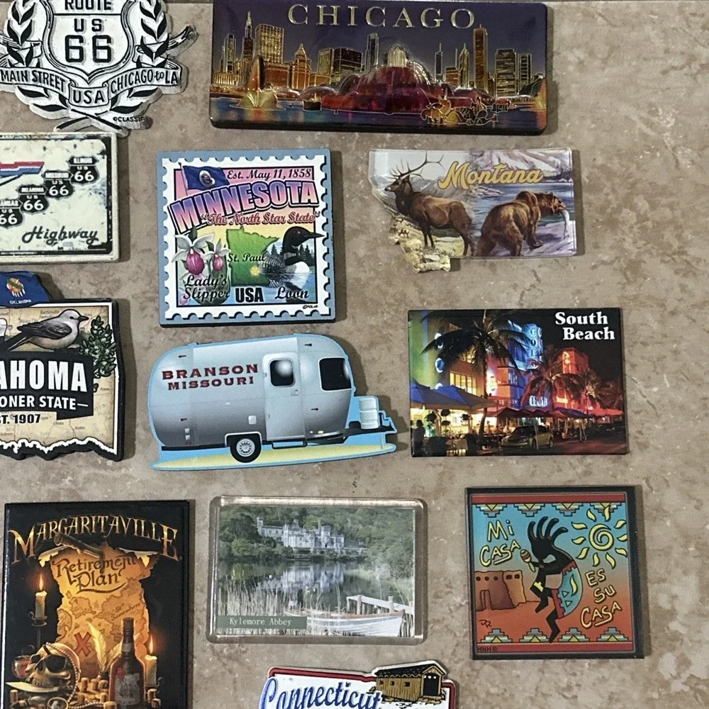 Vintage 80s 90s Fridge Magnet‎ Lot of 22 - Route 66 USA Travel Souvenir Collect